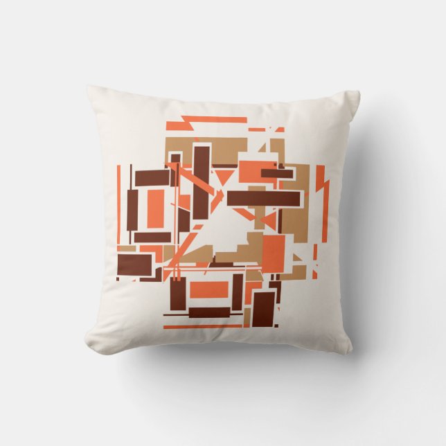 Orange Tan Brown Southwest Look Labyrinth Mosaic  Cushion (Front)