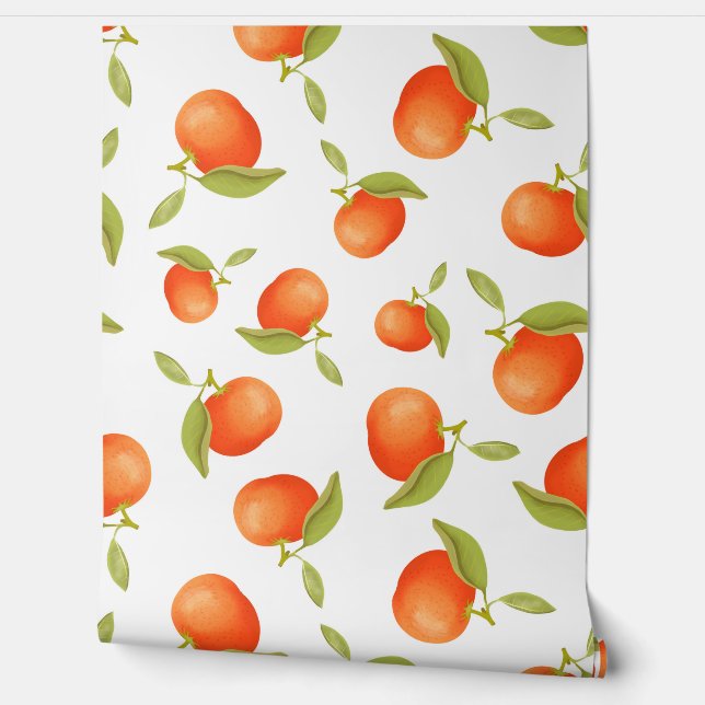 Orange Tangerines White Background Wallpaper (Unrolling)