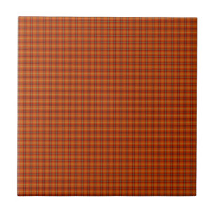 Orange Tartan Ceramic Tile