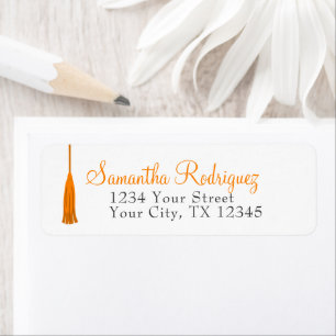 Orange Tassel Graduation Label
