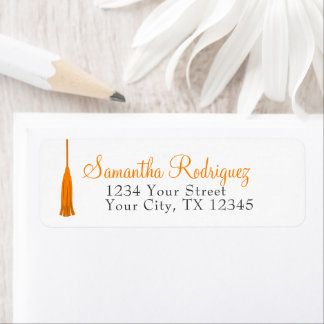 Orange Tassel Graduation Label