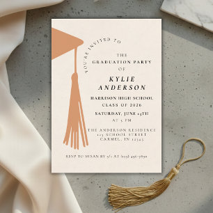 Orange Tassel High School Graduation Party Invitation
