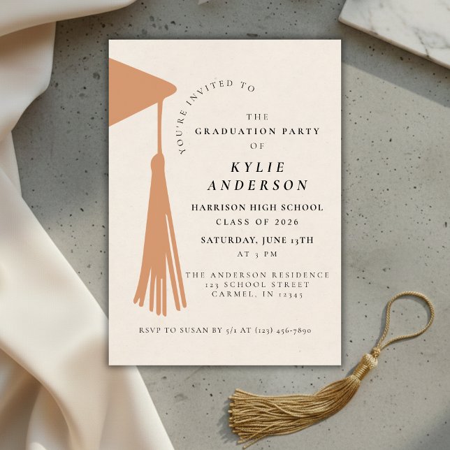 Orange Tassel High School Graduation Party Invitation (Orange Tassel High School Graduation Party Invitation)