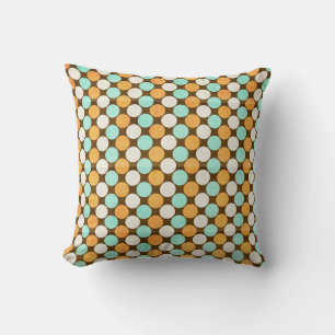 Orange Teal and Brown Throw Pillow