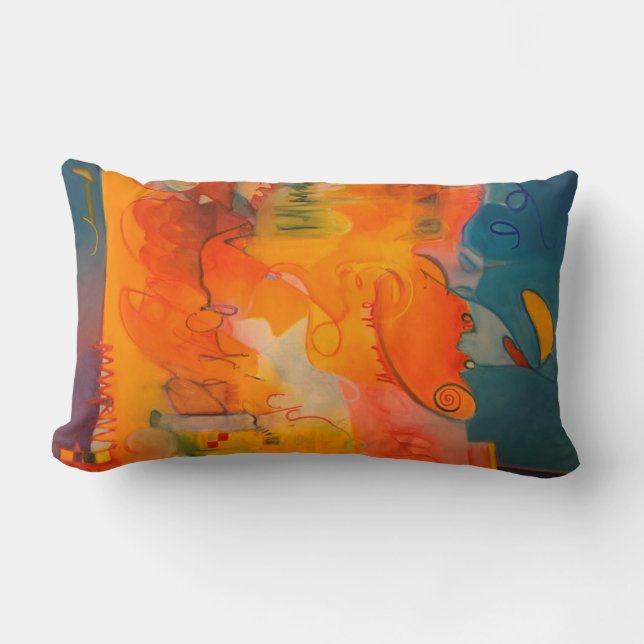 Orange Teal Blue Purple Throw Pillow (Front)