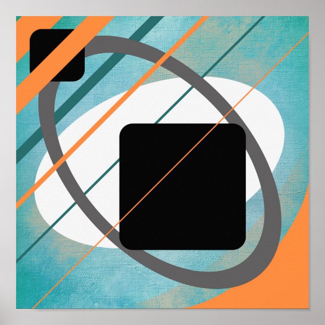 Orange Teal Geometric Canvas Design AP0011 Poster (Front)