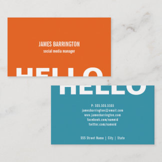 ORANGE TEAL SPLIT HELLO | BUSINESS CARDS