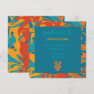 Orange & Teal Thanksgiving Invitation