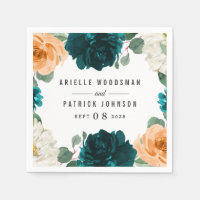Orange Teal Turquoise Blue Elegant Floral Wedding
