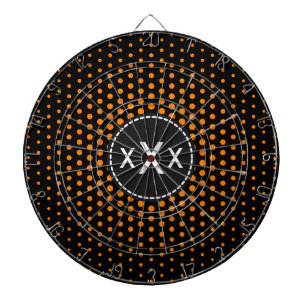 Orange Techno Dots Modern Monogram Dartboard