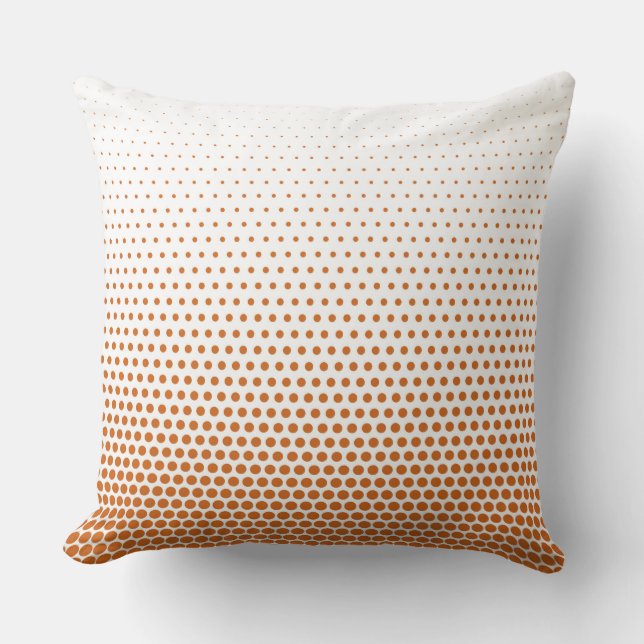 Orange Techno Dots Modern White Cushion (Front)