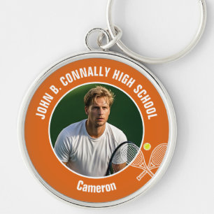 Orange Tennis Player Photo High School Spirit Key Ring