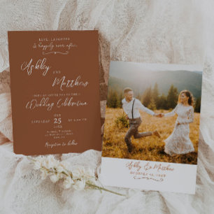 Orange Terracaotta Boho Wedding Invitation