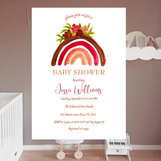 Orange Terracotta Boho Rainbow Baby Shower Invitation (Creator Uploaded)