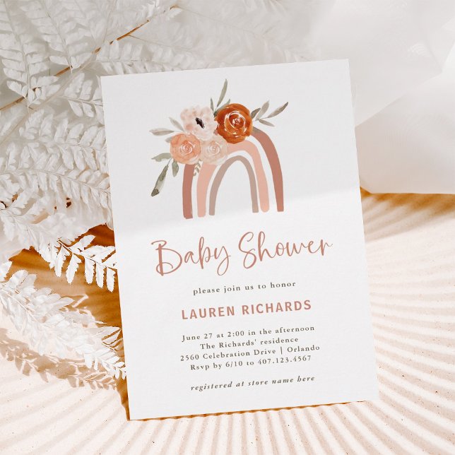 Orange Terracotta Boho | Rainbow Baby Shower Invitation (Creator Uploaded)