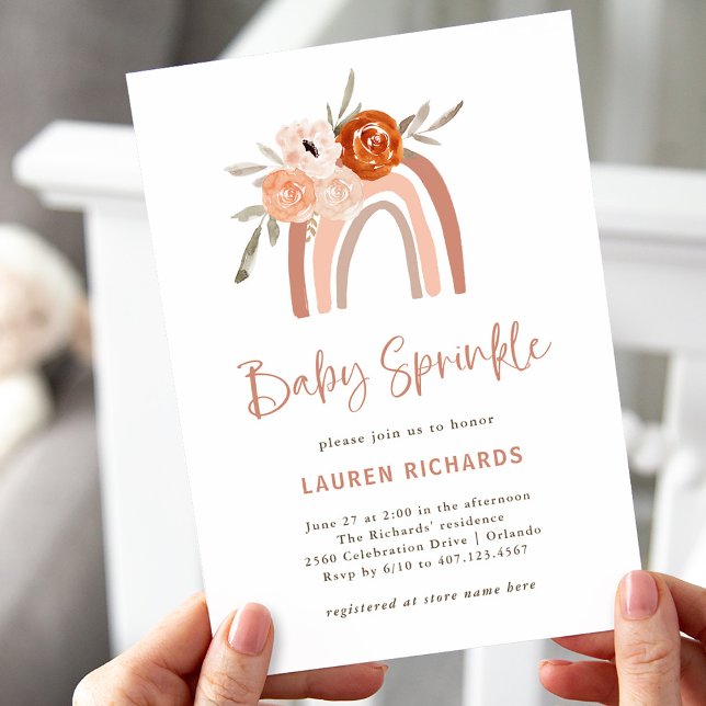 Orange Terracotta Boho | Rainbow Baby Sprinkle Invitation (Creator Uploaded)