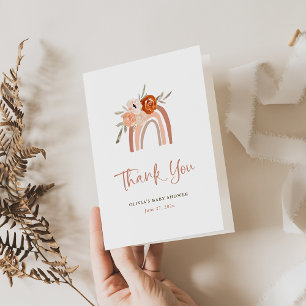 Orange Terracotta Boho   Rainbow Thank You Card
