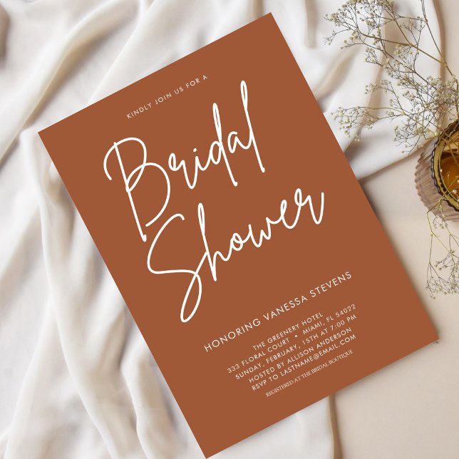 Orange Terracotta  Elegant  Bridal Shower  Invitation (Creator Uploaded)