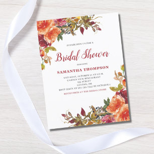 Orange Terracotta Floral Bridal Shower Invitation Postcard