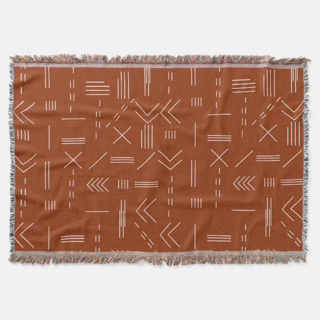 Orange Terracotta Gorgeous Geometric Pattern Throw Blanket (Front)