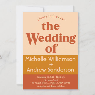 Orange Terracotta Modern Retro 5x7 Invitation