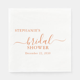 Orange Terracotta Simple Script Bridal Shower Napkin