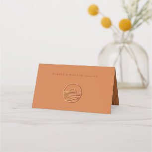 orange terracotta sunset logo wedding place card