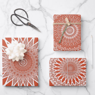 Orange Terracotta Tristyns Mandala Wrapping Paper Sheet