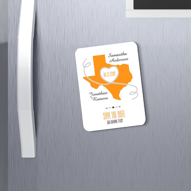 Orange Texas Curling Ribbon Save the Date Magnet (Creator Uploaded)