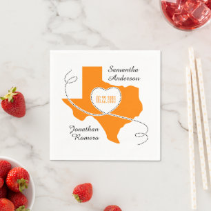 Orange Texas Curling Ribbon Wedding Date Napkin