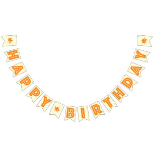 ORANGE TEXT AND CREAM COLOR ☆ HAPPY ☆ BIRTHDAY ☆ BUNTING