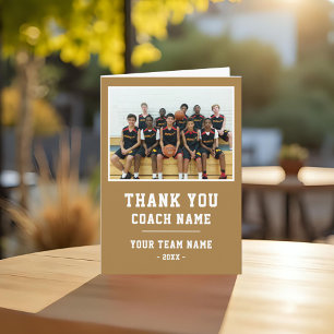 Orange Thank you Coach Card Team Name Photo