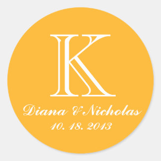 Orange thank you monogram wedding favour sticker