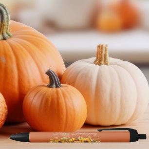 Orange Thanksgiving Pumpkins Custom Business Black Ink Pen