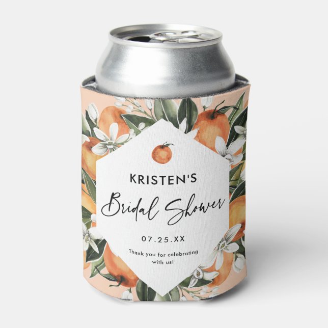 Orange Themed Cutie Citrus Bridal Shower Favours Can Cooler (Can Front)
