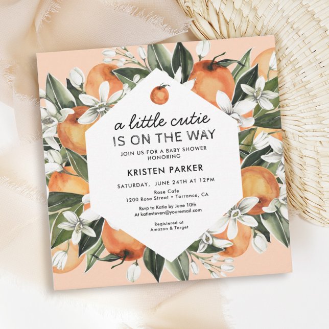 Orange Themed Little Cutie Baby Shower Invitation (Creator Uploaded)