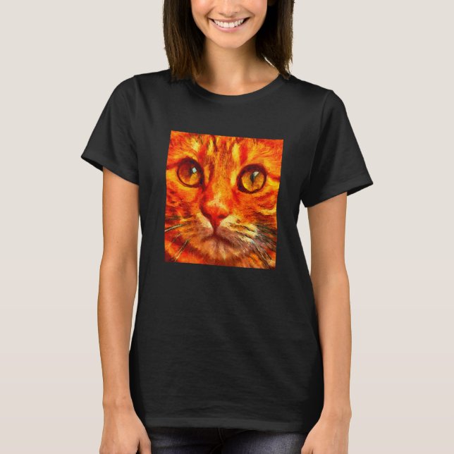 Orange Tiger Cat Close Up T-Shirt (Front)