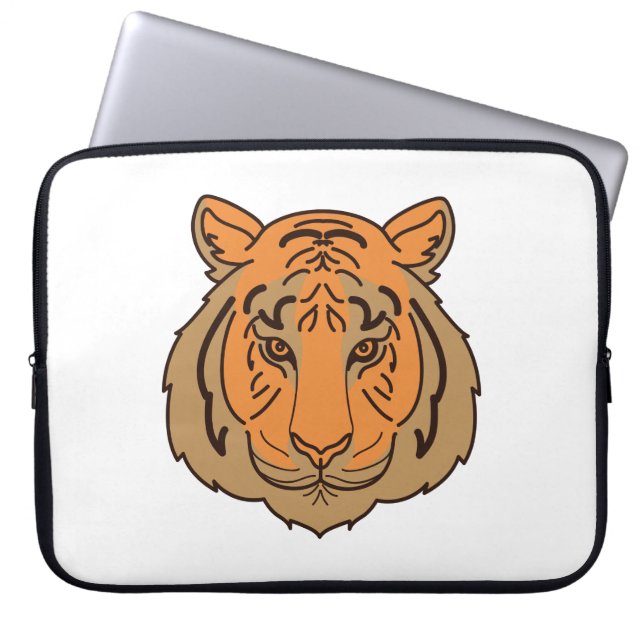 Orange Tiger Face Laptop Sleeve (Front)