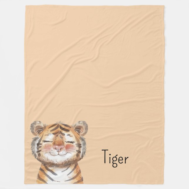 Orange Tiger Fleece Blanket (Front)