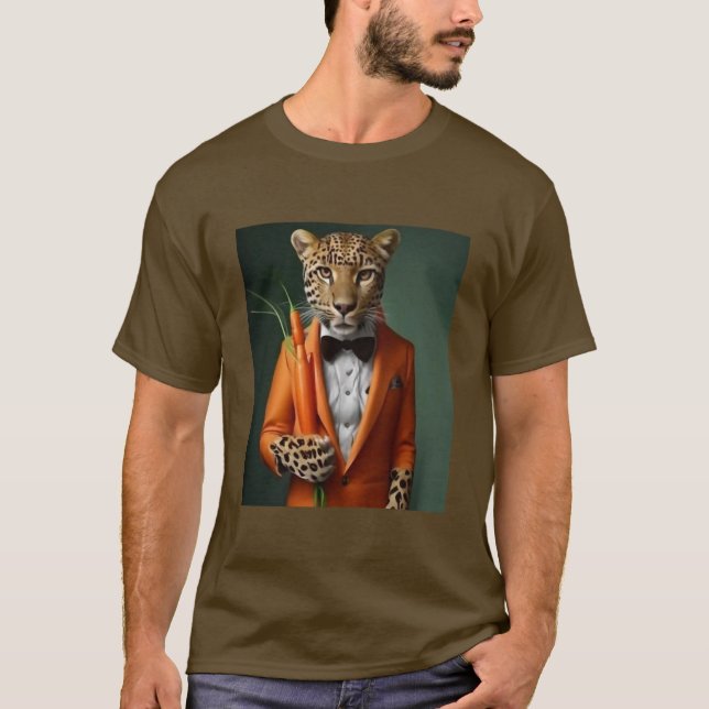 orange tiger holding carrots t-shirt (Front)