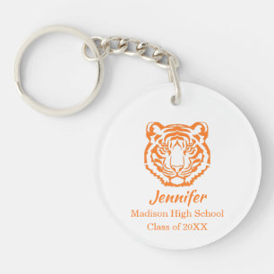 Orange Tiger Mascot Graduation Key Ring