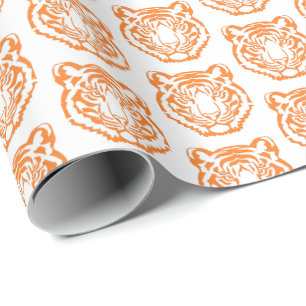Orange Tiger Mascot Graduation Wrapping Paper