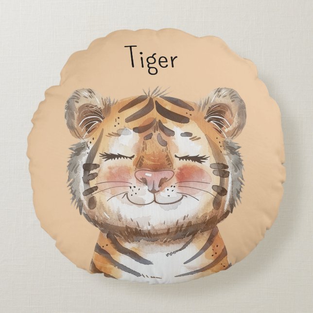 Orange Tiger Round Cushion (Front)