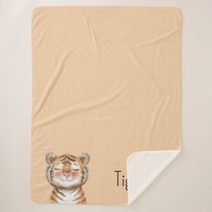 Orange Tiger Sherpa Blanket