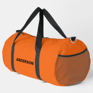 Orange Tiger Solid Colour Custom name Duffle Bag
