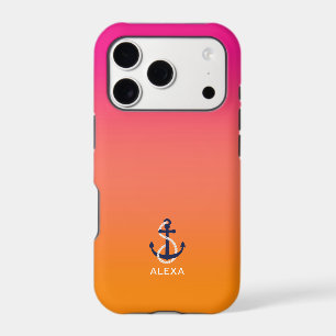 Orange to pink ombre blue boat anchor