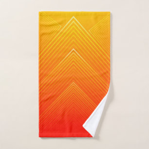 Orange to yellow geometric ombre bath towel set