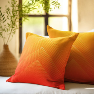 Orange to yellow geometric ombre cushion