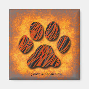 Orange Tone Paw Design by Glenda S. Harlan Magnet