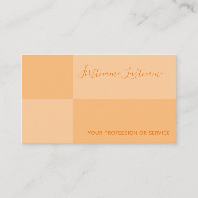 Orange tones rectangular fresh orange calligraphy business card (Front)